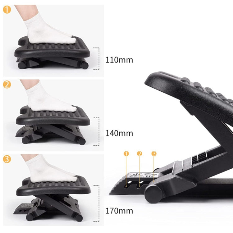 Office Adjustable Massage Foot Pedal Children Step Stool Pregnant Women Massage Mat(Black)