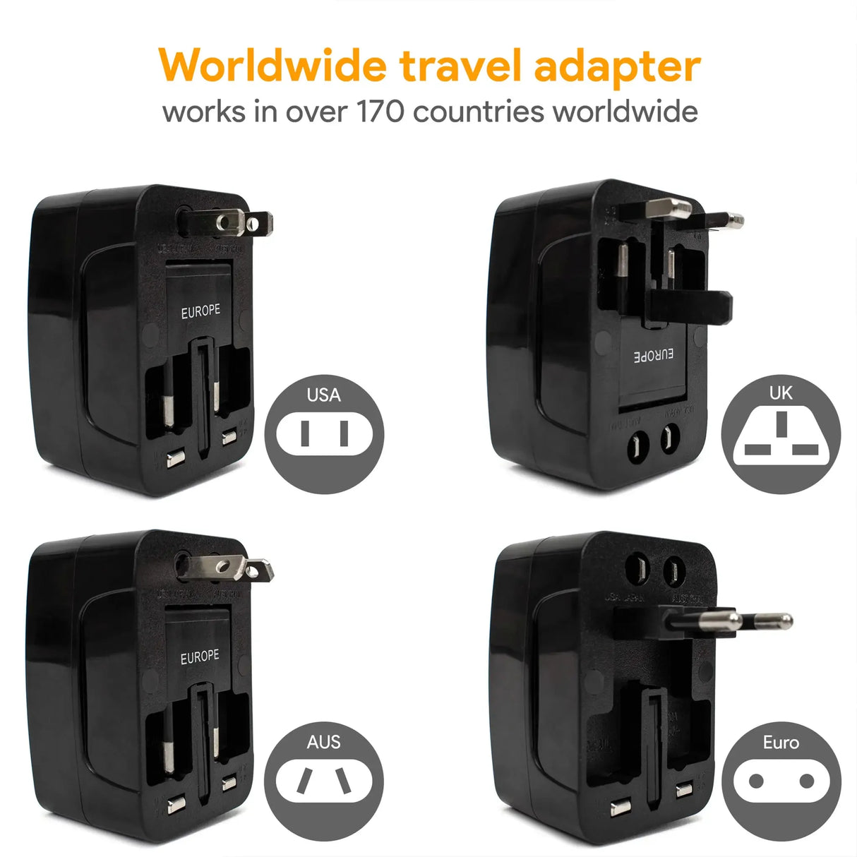 International Travel Adapter with USB Ports
