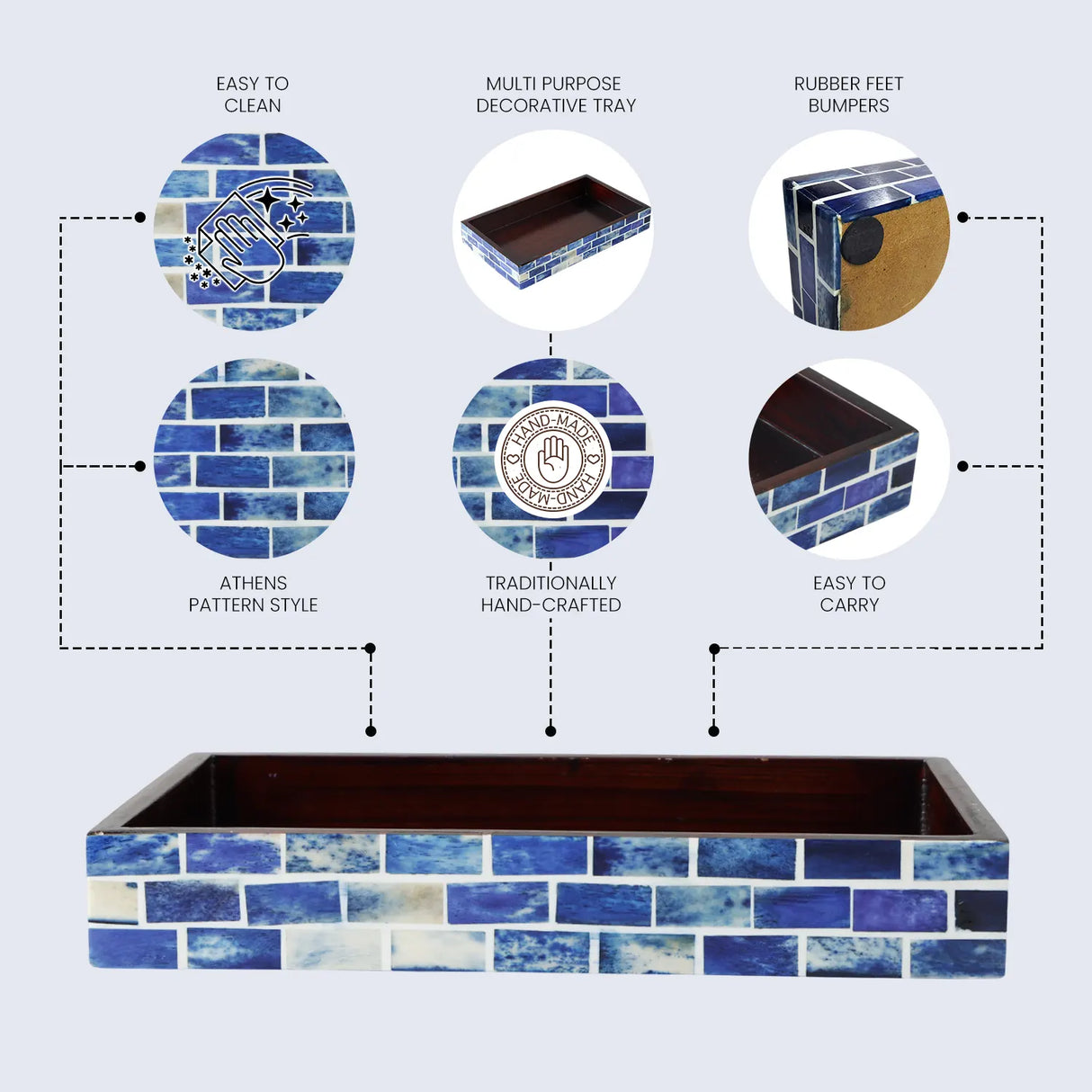 Vanity Trays Parlour Bond Pattern Bone & Resin Inlay Collection in 10x6