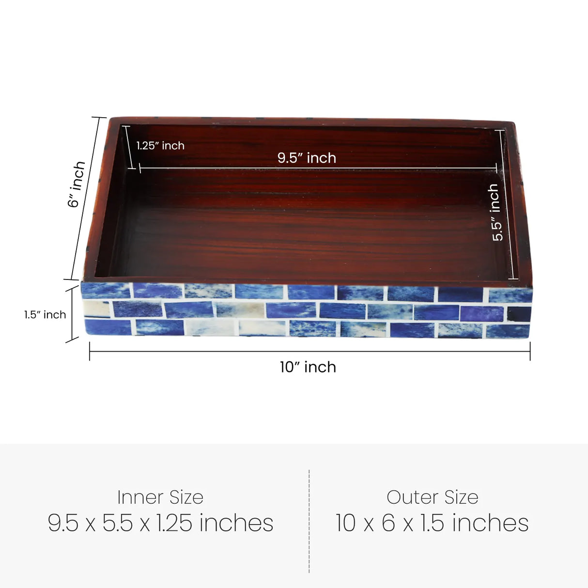 Vanity Trays Parlour Bond Pattern Bone & Resin Inlay Collection in 10x6