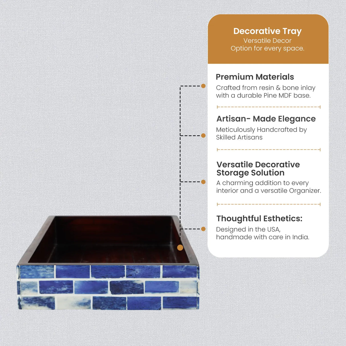 Vanity Trays Parlour Bond Pattern Bone & Resin Inlay Collection in 10x6