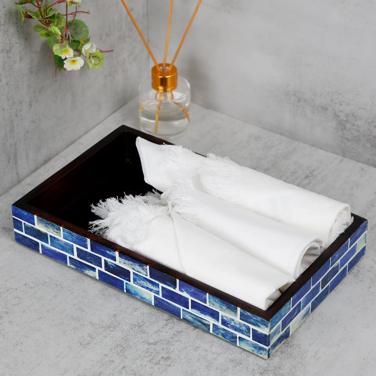 Vanity Trays Parlour Bond Pattern Bone & Resin Inlay Collection in 10x6