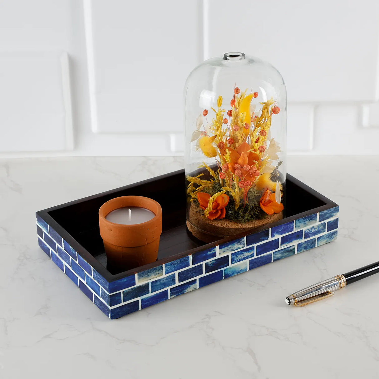 Vanity Trays Parlour Bond Pattern Bone & Resin Inlay Collection in 10x6