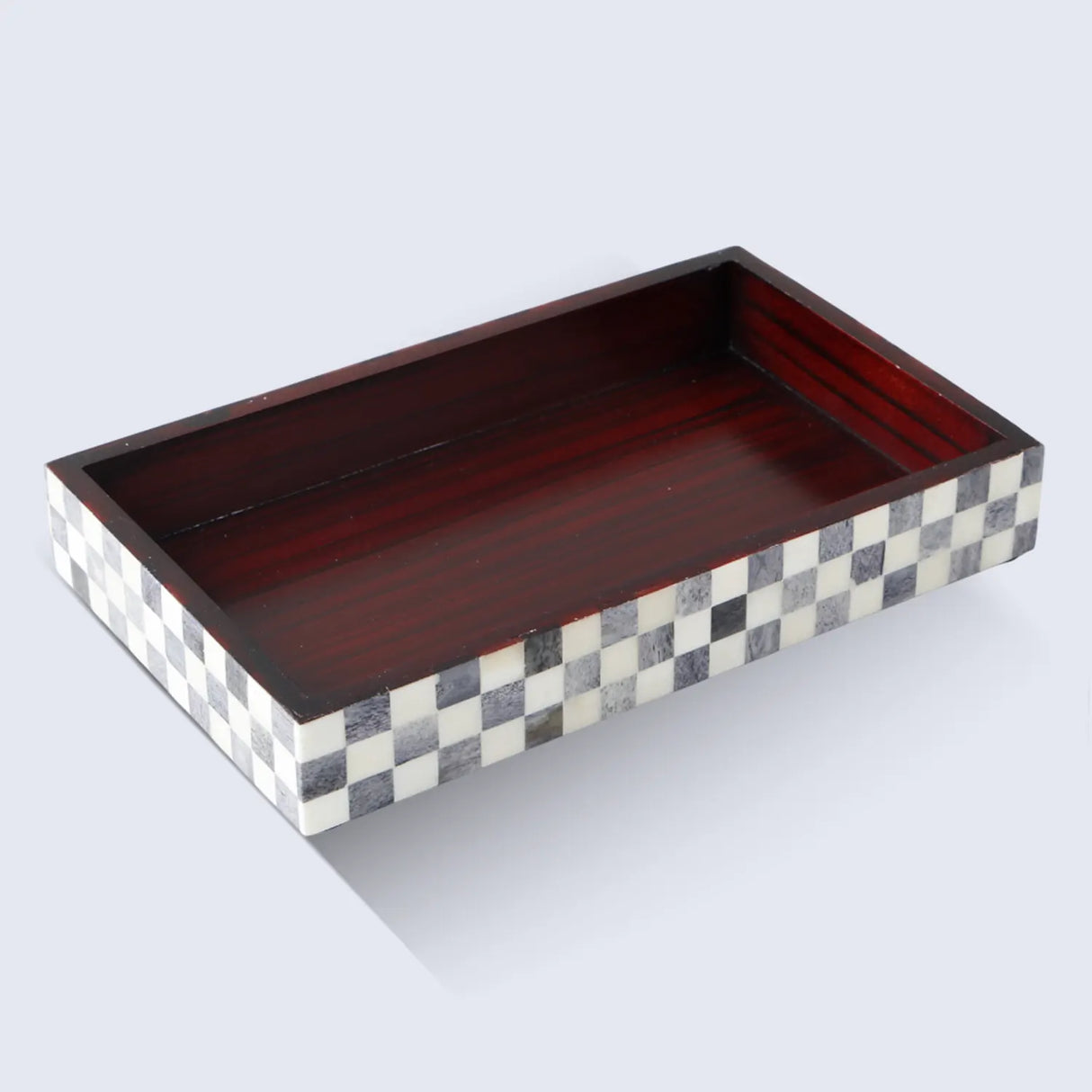 Vanity Trays Parlour Checkered Pattern Bone Inlay Collection in 10x6