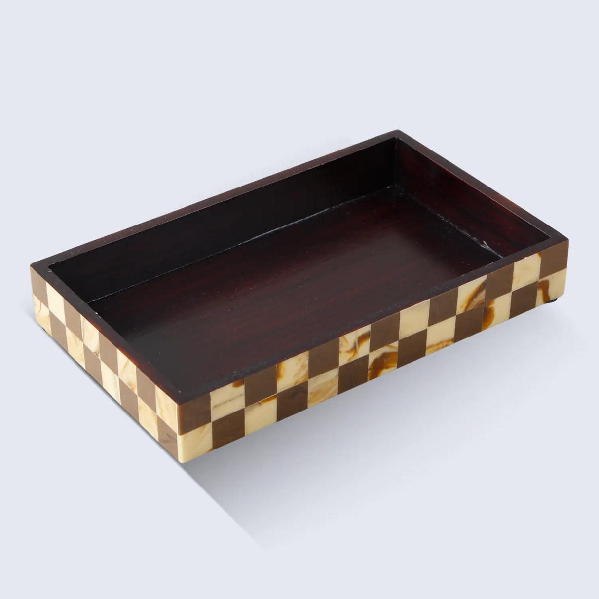 Vanity Trays Parlour Gambit Pattern Wood & Resin Inlay Collection in 10x6