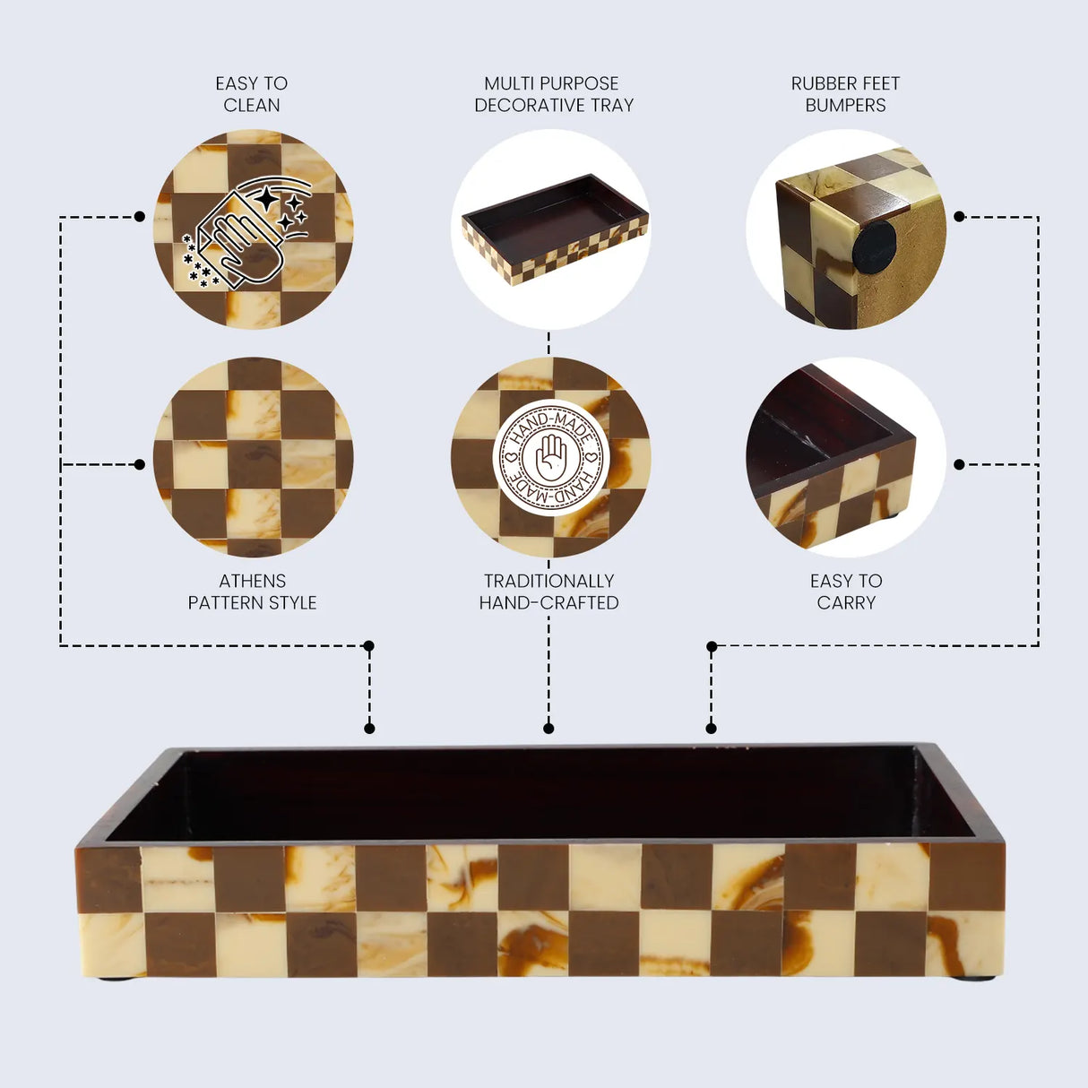 Vanity Trays Parlour Gambit Pattern Wood & Resin Inlay Collection in 10x6