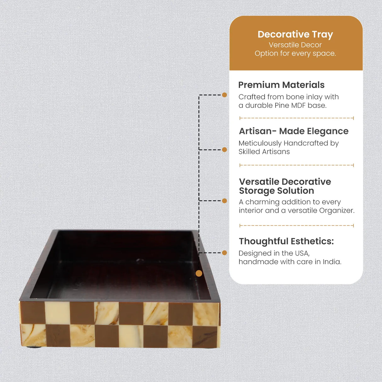 Vanity Trays Parlour Gambit Pattern Wood & Resin Inlay Collection in 10x6