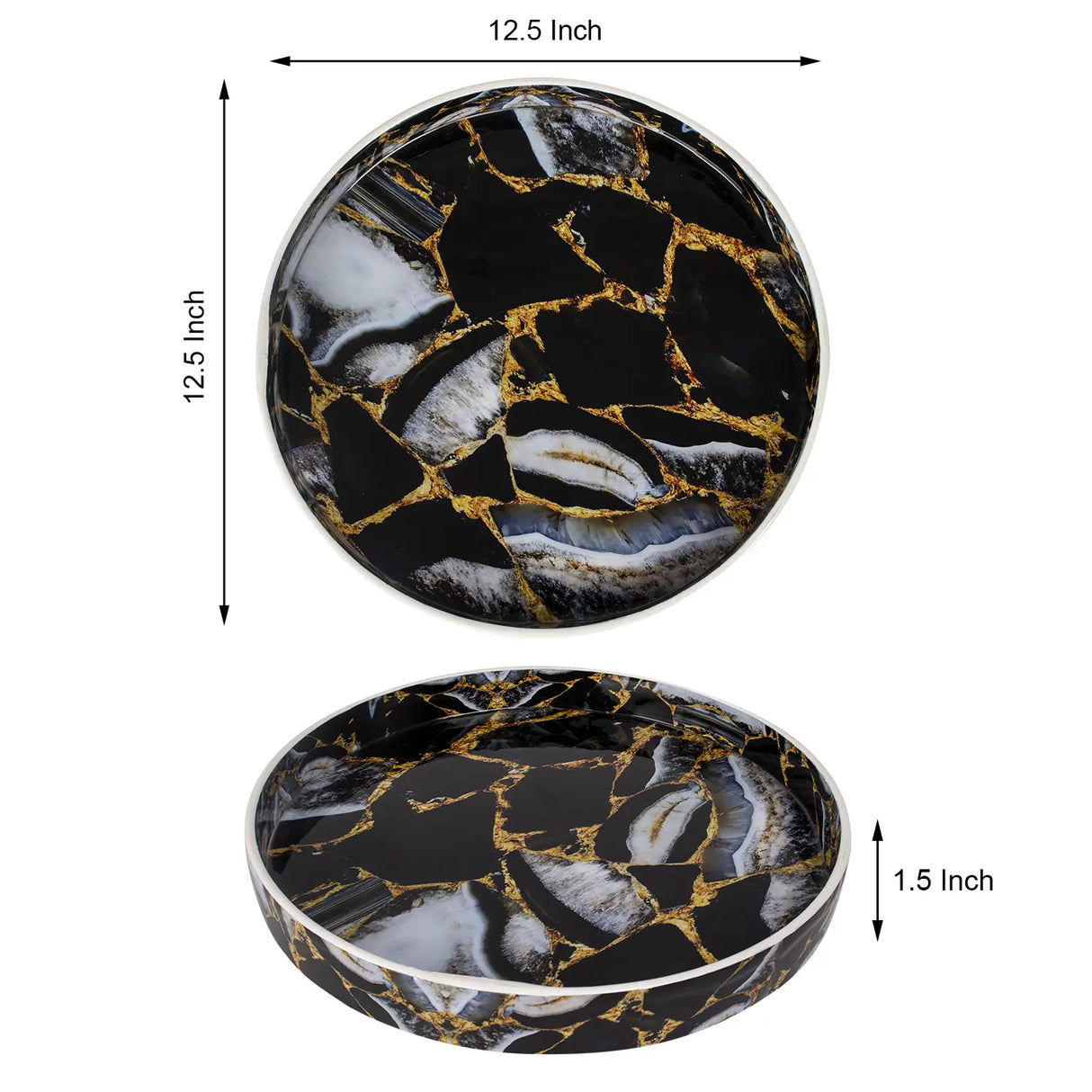 Decorative Tray Cosmos Equinox Pattern Resin Inlay Collection in 12x12