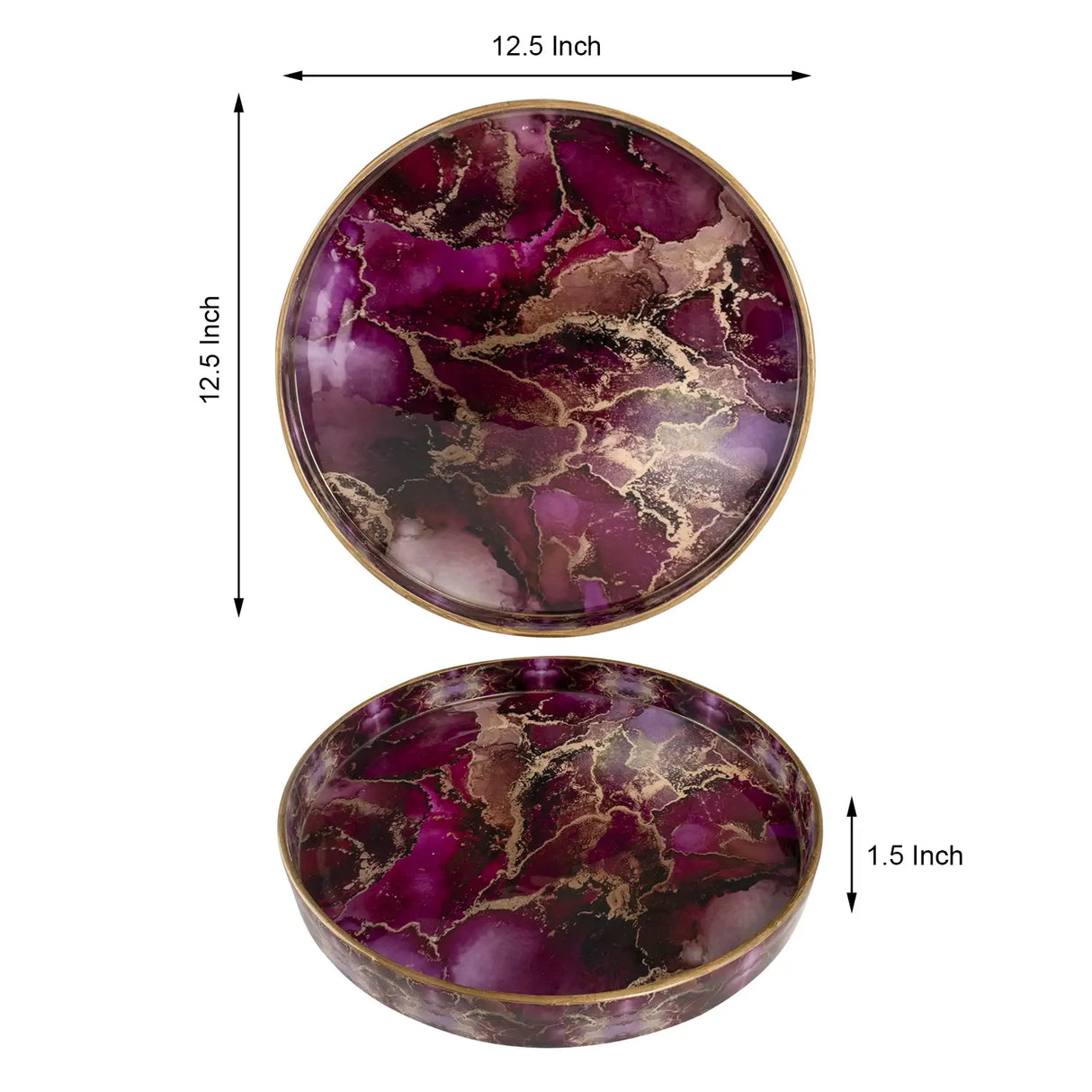 Decorative Tray Cosmos Nebula Pattern Resin Inlay Collection in 12x12