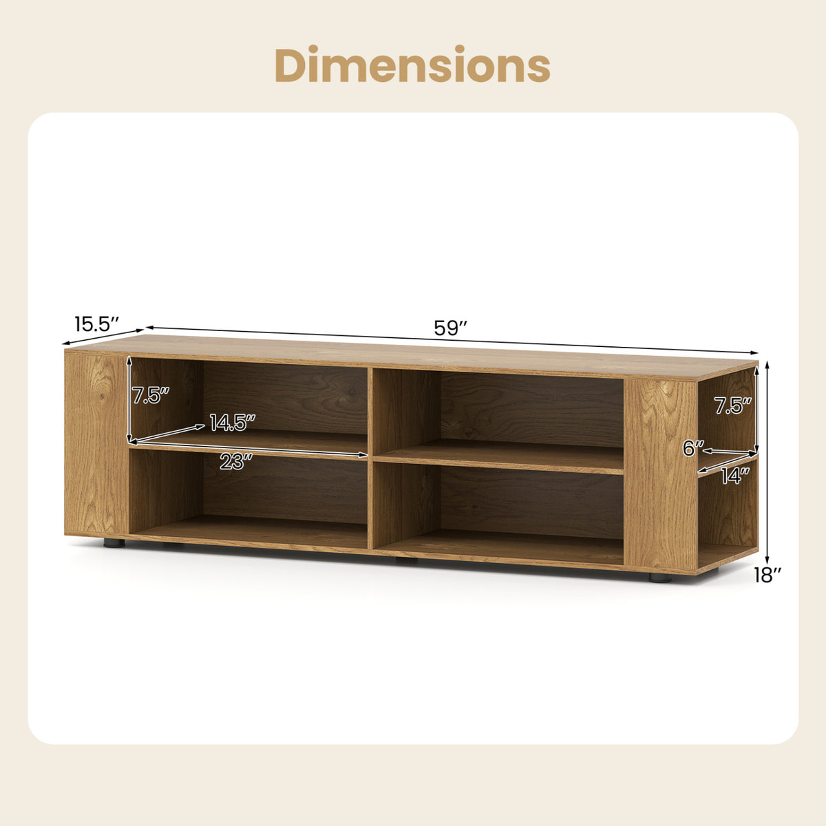 Console Storage Entertainment Media Wood TV Stand