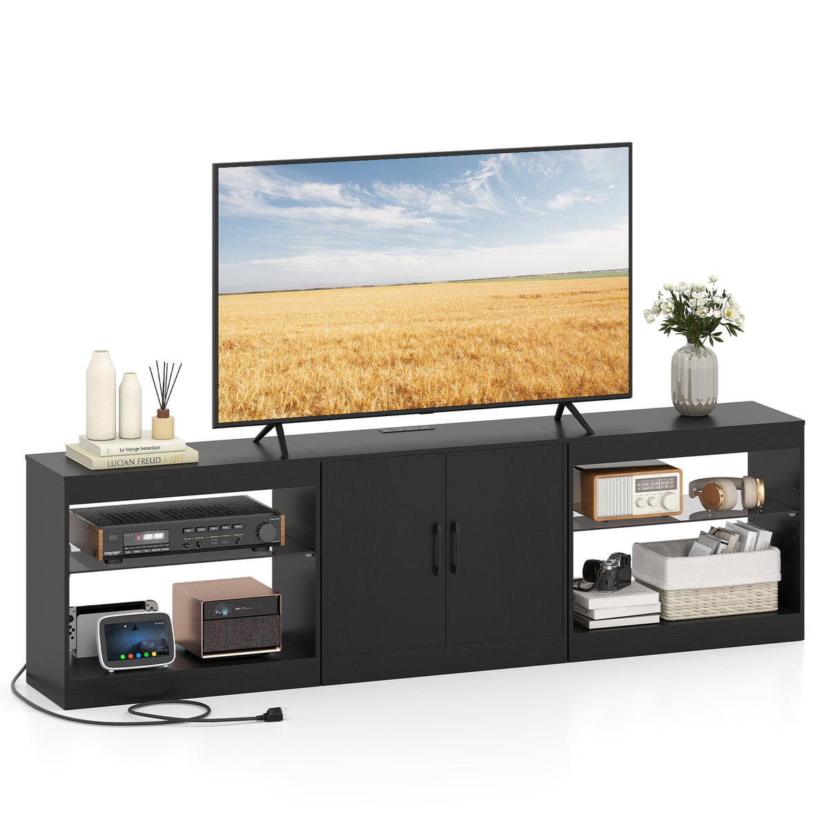 TV Stand for TVs up to 85 Inches LED Entertainment Center with Power Outlets