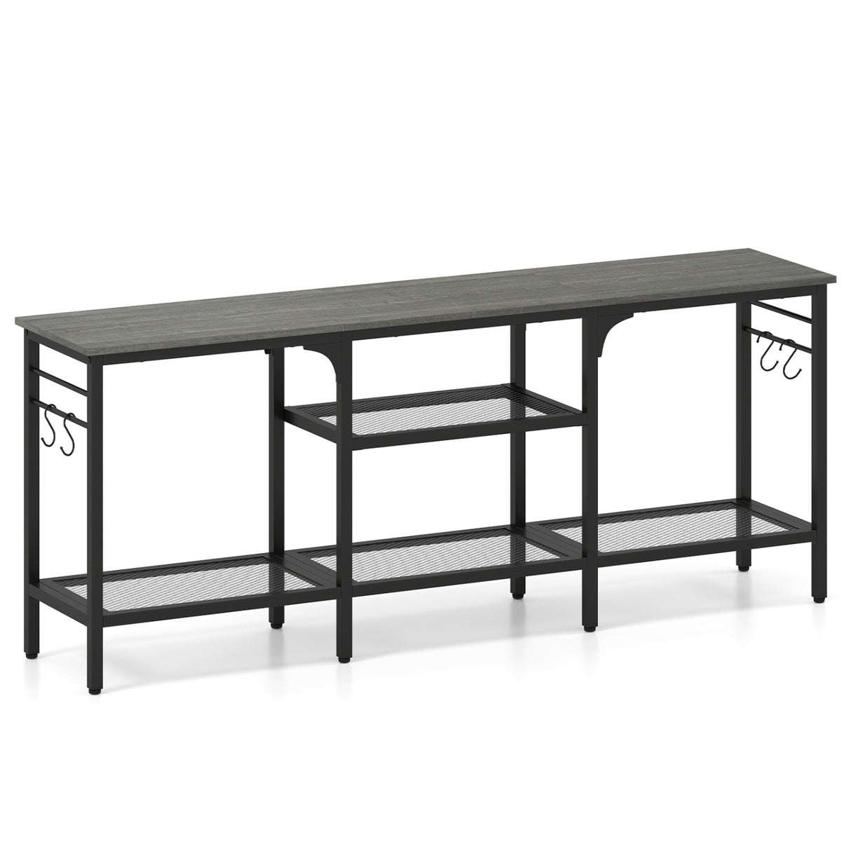 TV Stand for TVs up to 65 Inch with 3-Tier Open Shelves and 4 Hooks