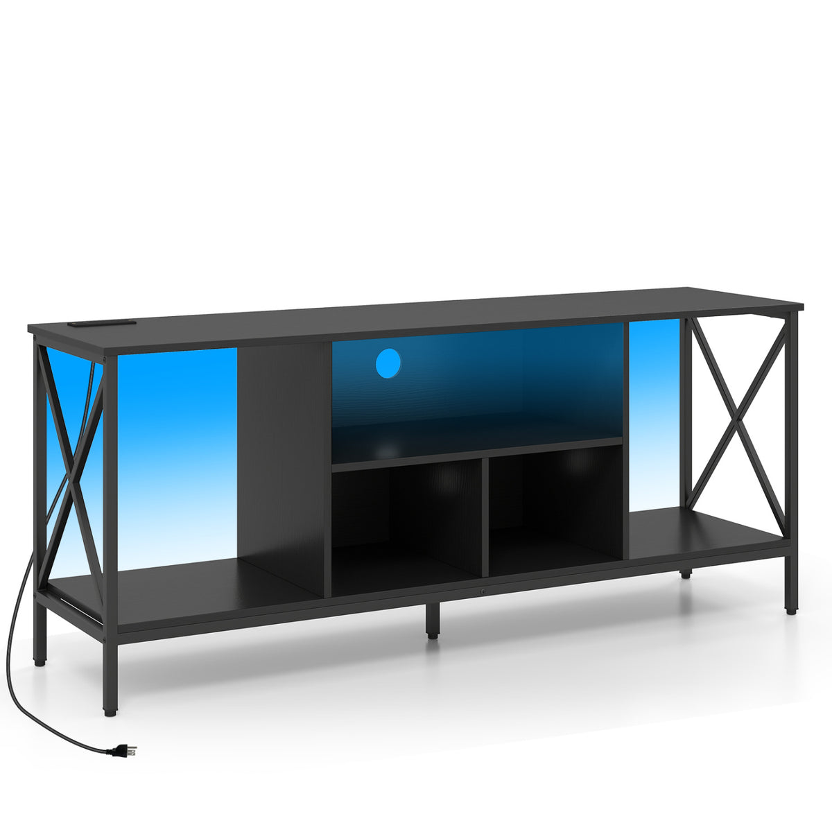 TV Stand with LED Lights for 65 Inch TV Entertainment Center with Power Outlets