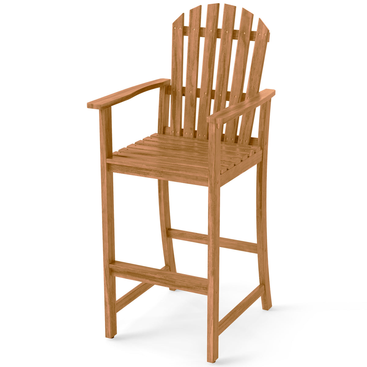 Tall Adirondack Chair with Armrests and Footrest for Deck