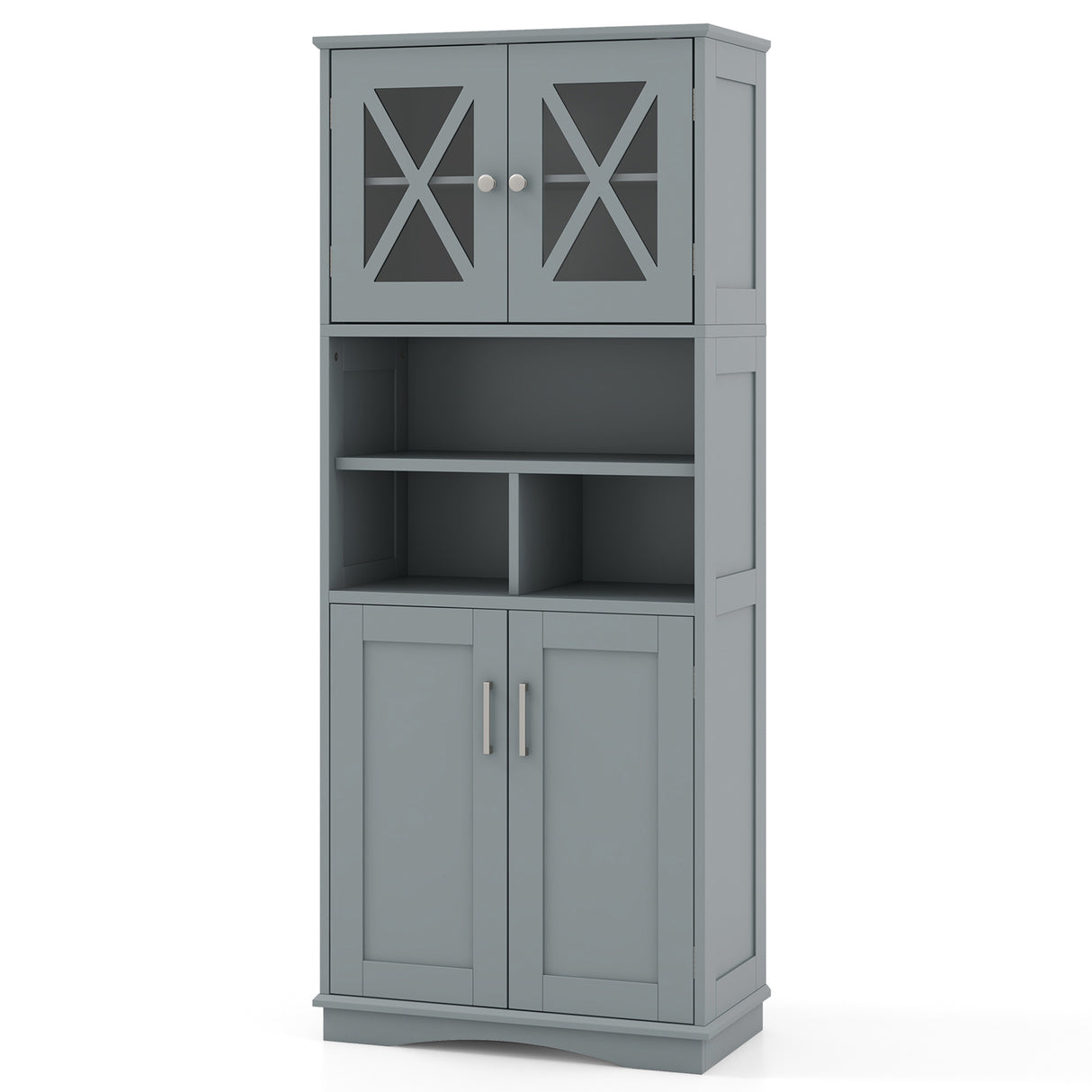 Tall Bathroom Cabinet Large Floor Storage Cabinet with Acrylic Doors and 3 Cubes