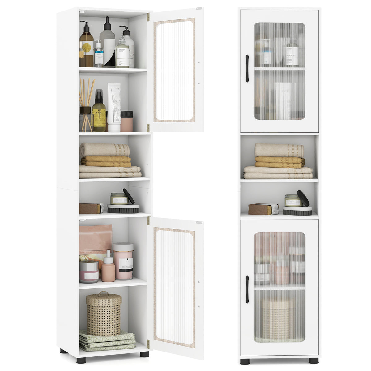 Tall Bathroom Storage Cabinet 67 Inches Freestanding Storage Organizer