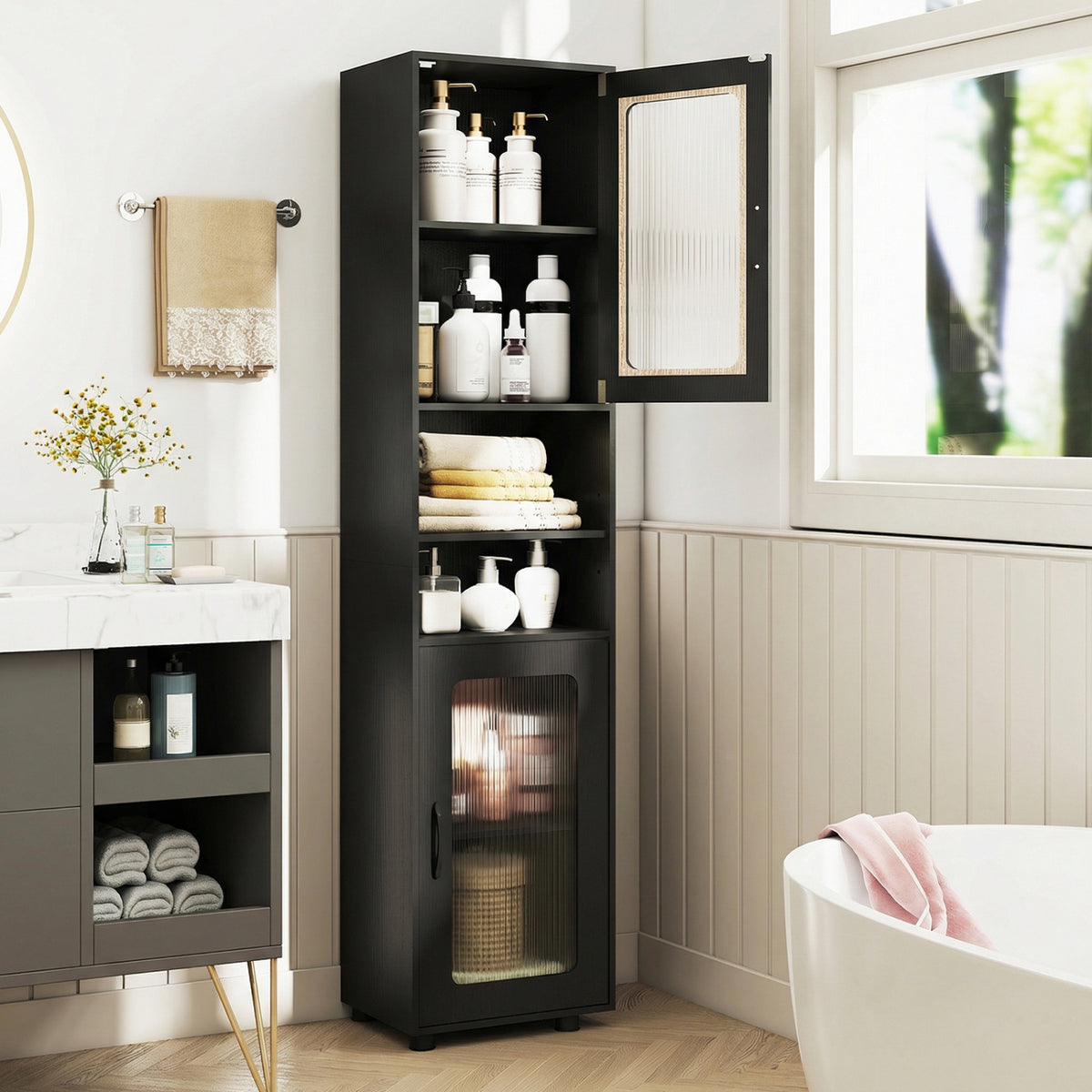 Tall Bathroom Storage Cabinet 67 Inches Freestanding Storage Organizer