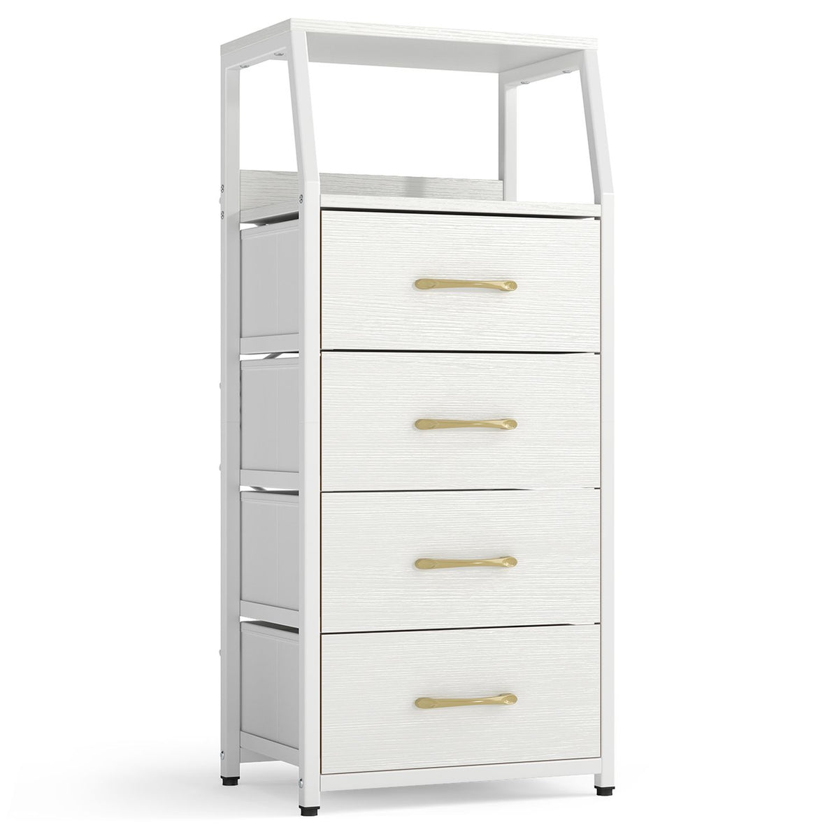Tall Dresser with 4 Fabric Drawers and Metal Frame for Bedroom