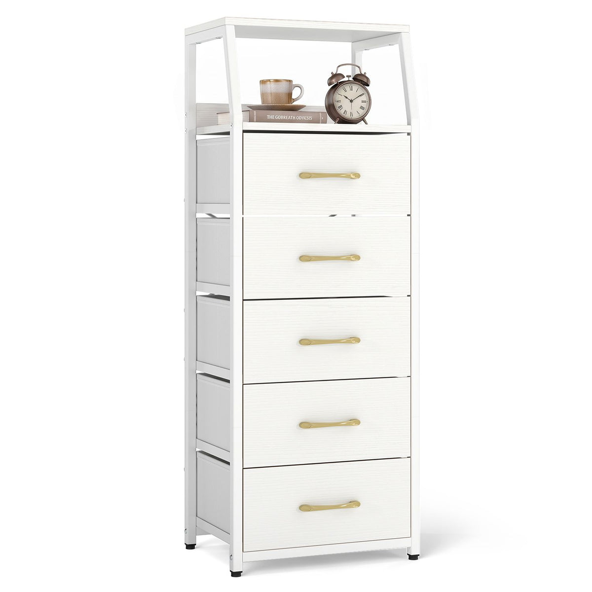 Tall Dresser with 5 Fabric Drawers for Bedroom 7-Tier Nightstand Chest of Drawers