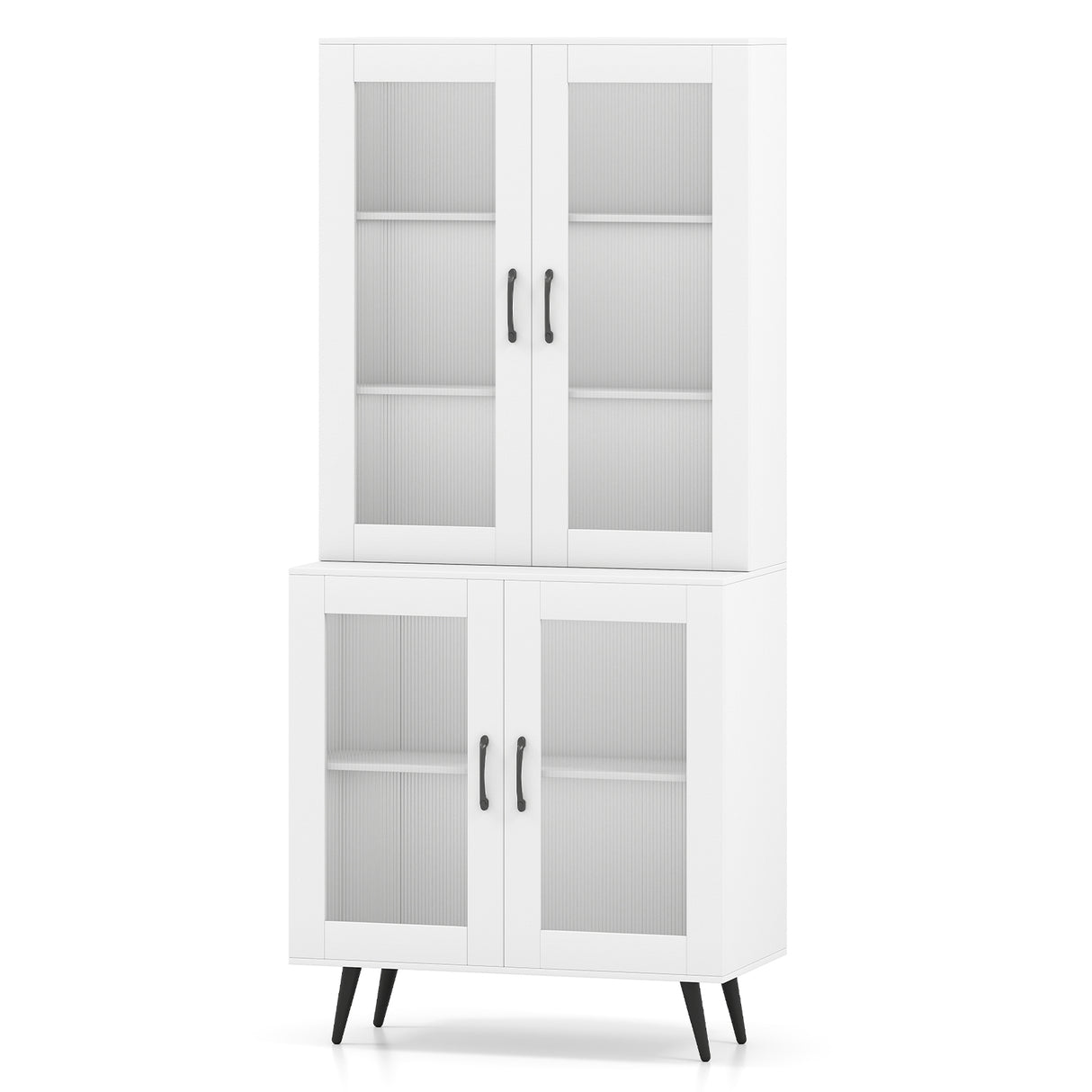 70.5 inch Tall Kitchen Pantry Cabinet Cupboard with 4 Transparent Doors