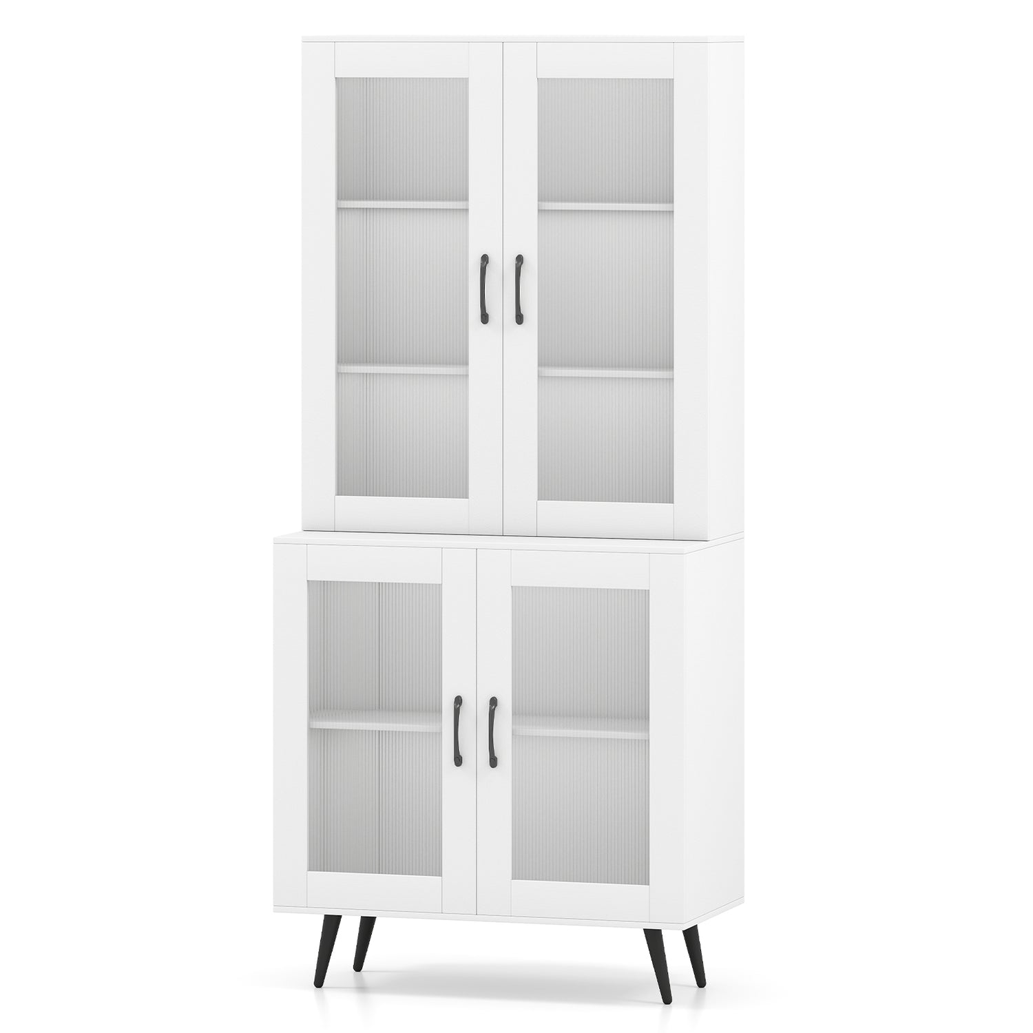 70.5 inch Tall Kitchen Pantry Cabinet Cupboard with 4 Transparent Doors