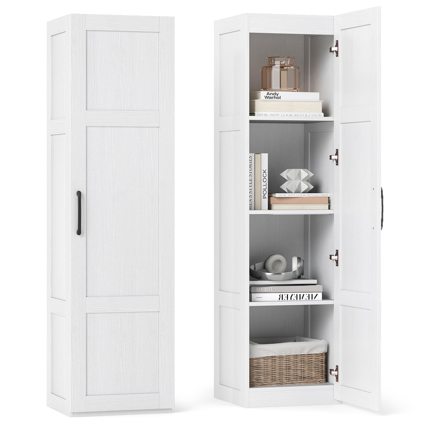 Tall Storage Cabinet with 4 Storage Shelves for Bathroom Living Room