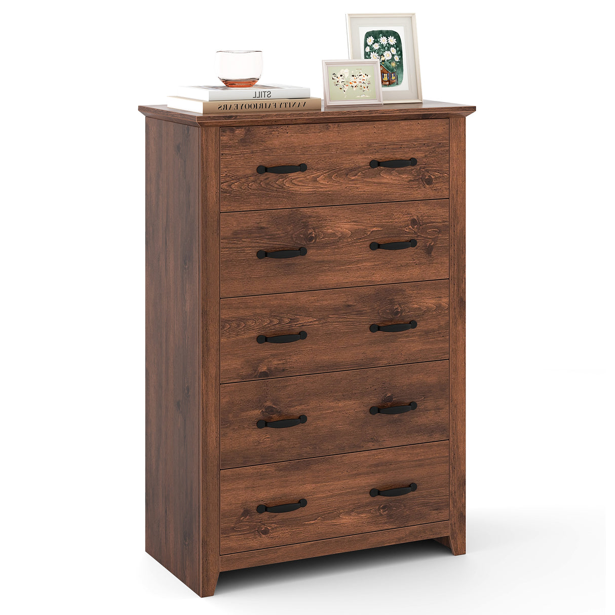 Tall Storage Dresser with 5 Pull-out Drawers for Bedroom Living Room