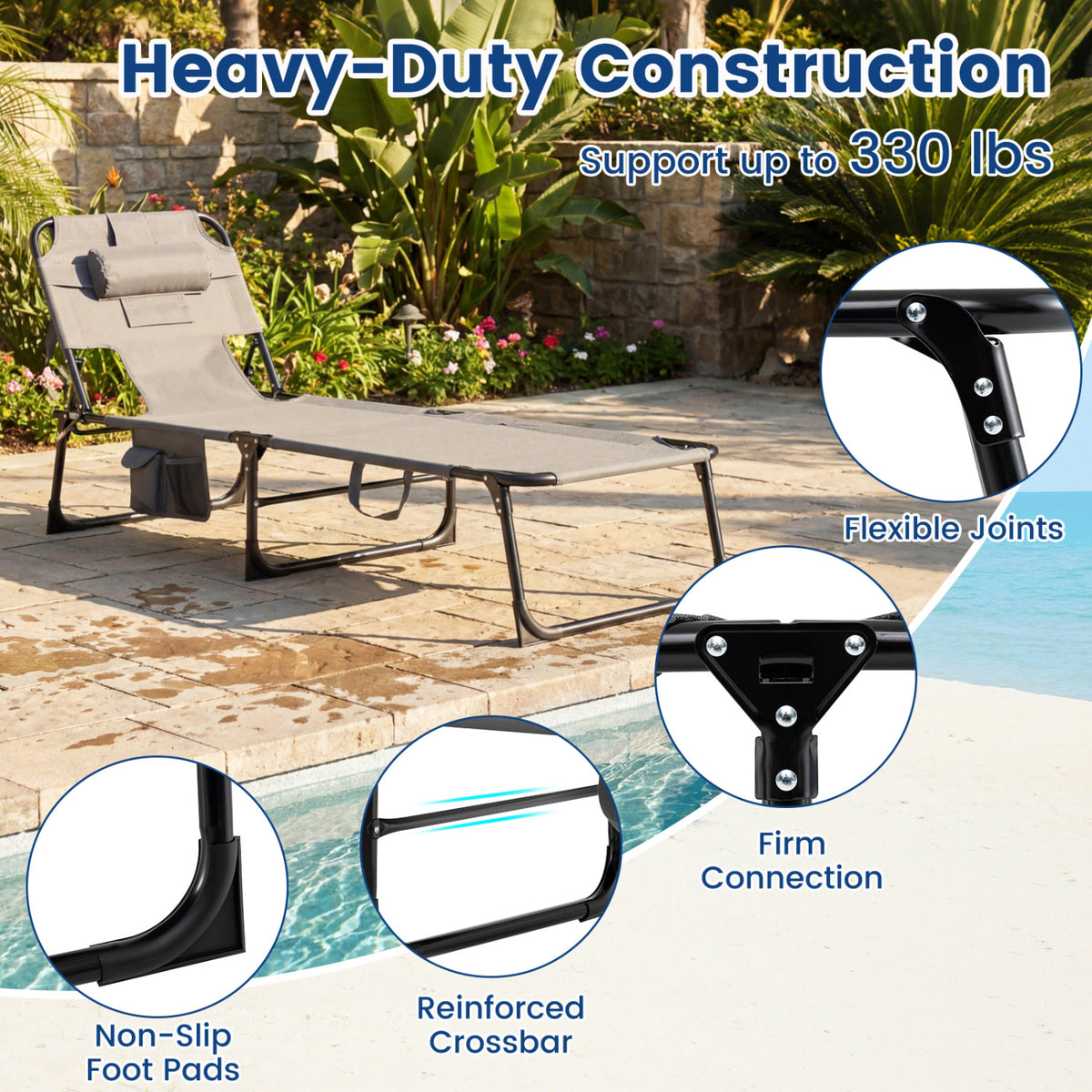 Tanning Chair with Face Arm Holes Folding Chair