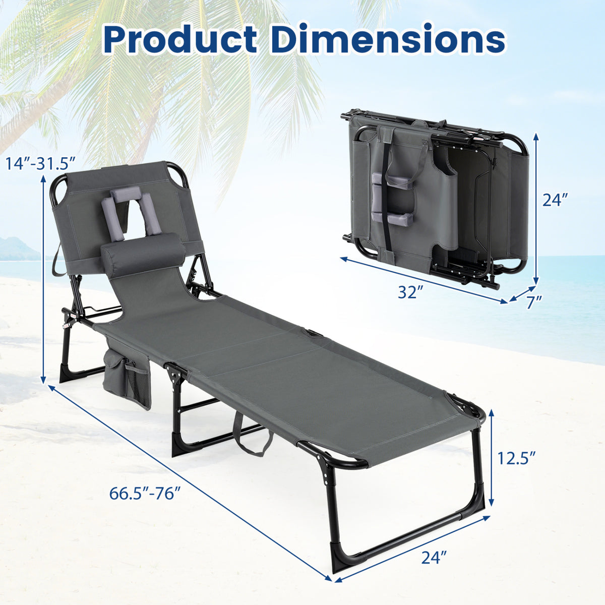 Tanning Chair with Face Arm Holes Folding Chair