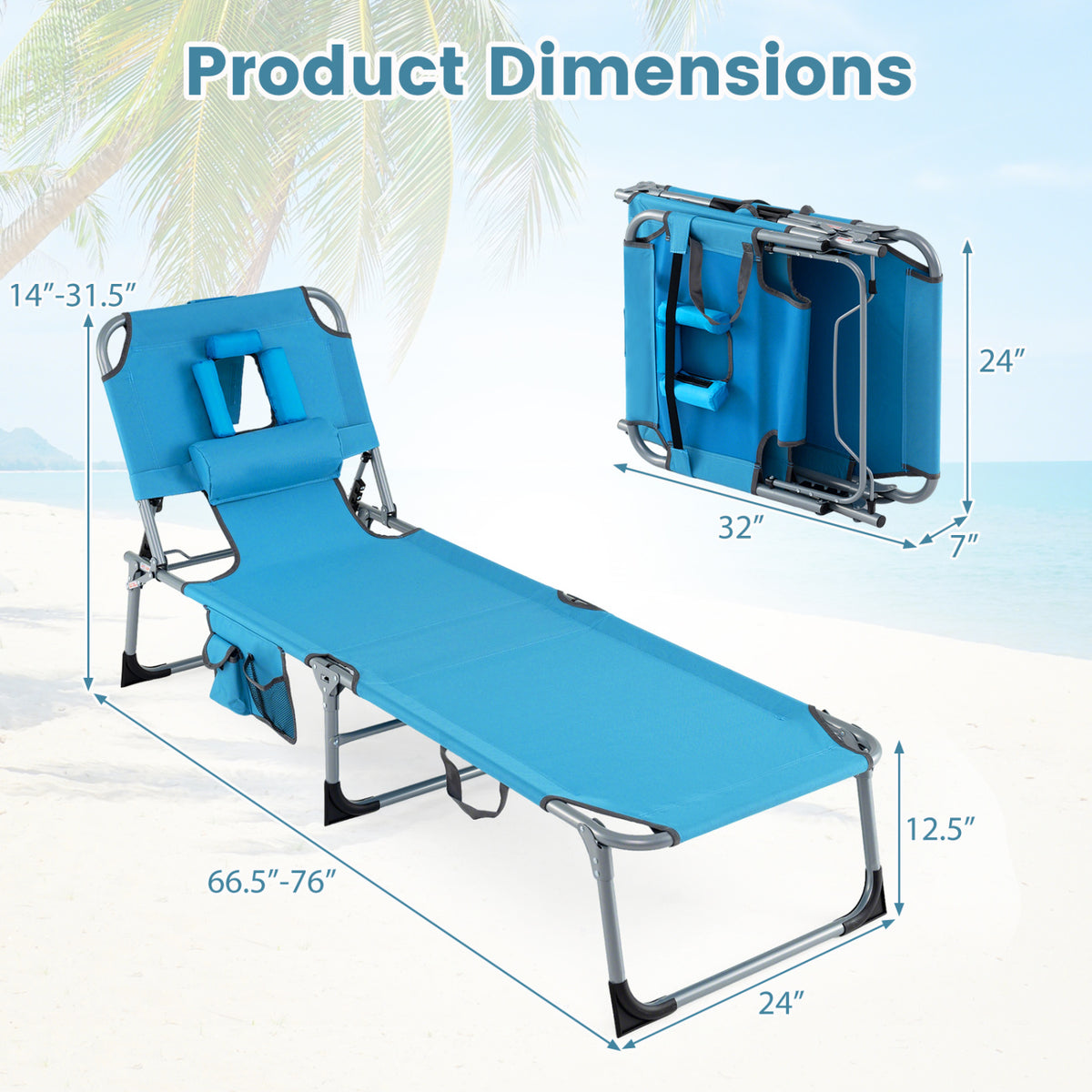 Tanning Chair with Face Arm Holes Folding Chair