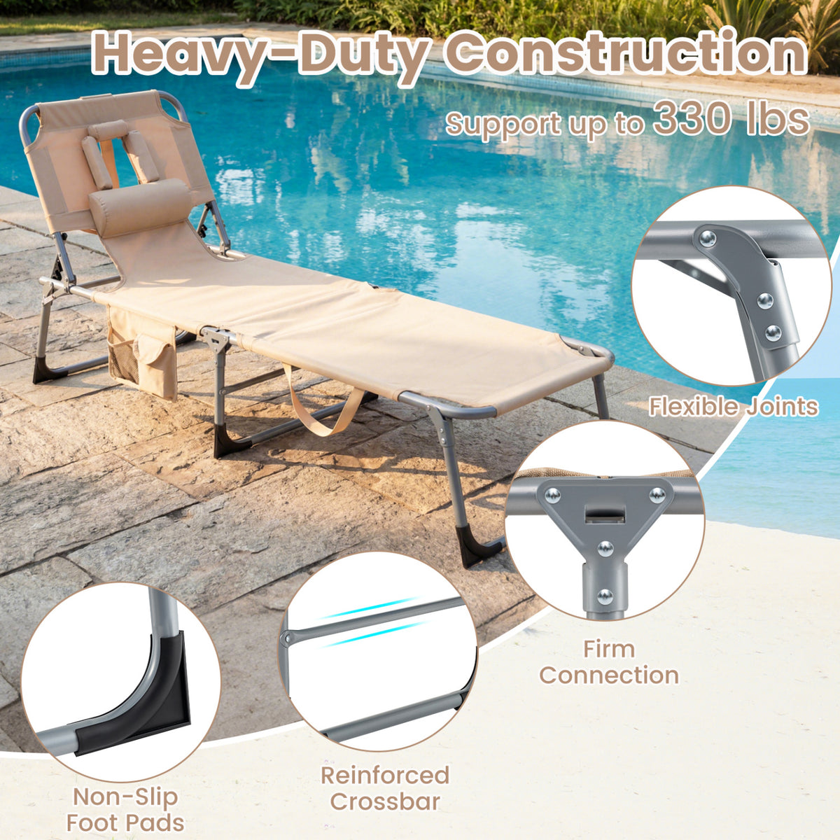 Tanning Chair with Face Arm Holes Folding Chair
