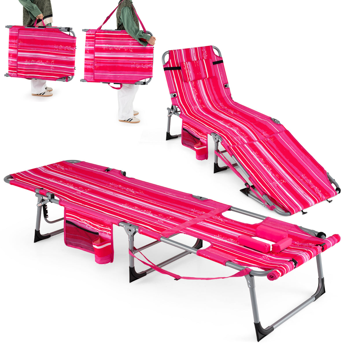 Tanning Chair with Face Arm Holes Portable Sunbathing Chair