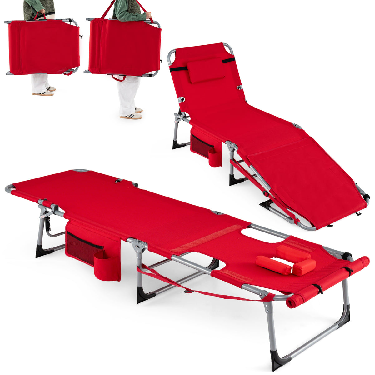 Tanning Chair with Face Arm Holes Portable Sunbathing Chair