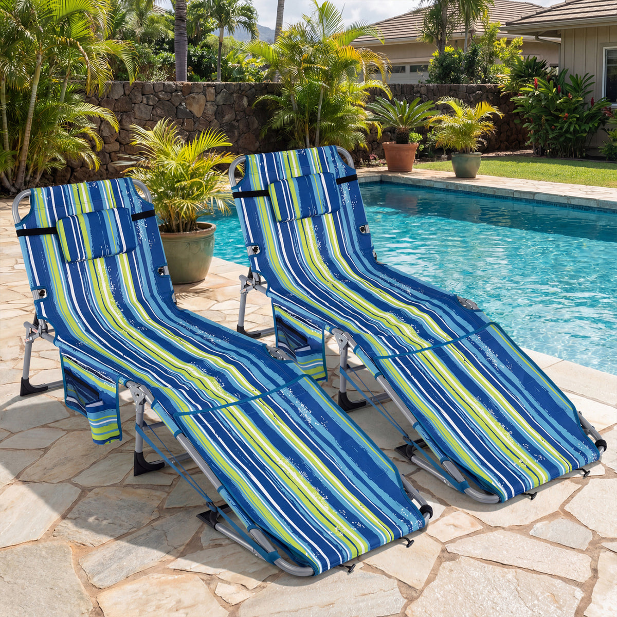 Tanning Chair with Face Arm Holes Portable Sunbathing Chair