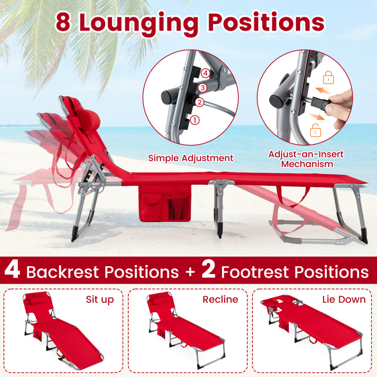 Tanning Chair with Face Arm Holes Folding Chair