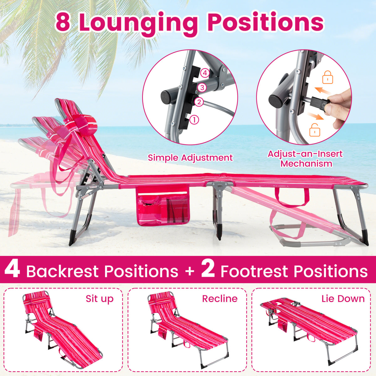 Tanning Chair with Face Arm Holes Folding Chair