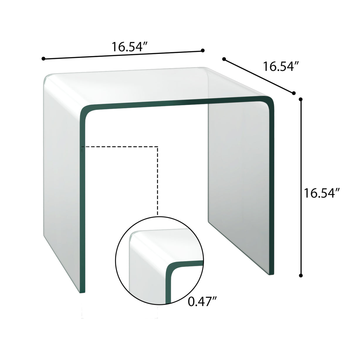 Tempered Glass Coffee Table Set of 3 with 1 Clear Coffee Table and 2 End Tables