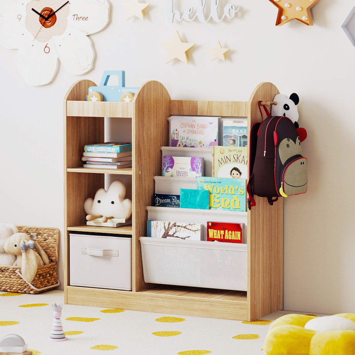 Toy Storage Organizer with 4-Tier Sling Shelves