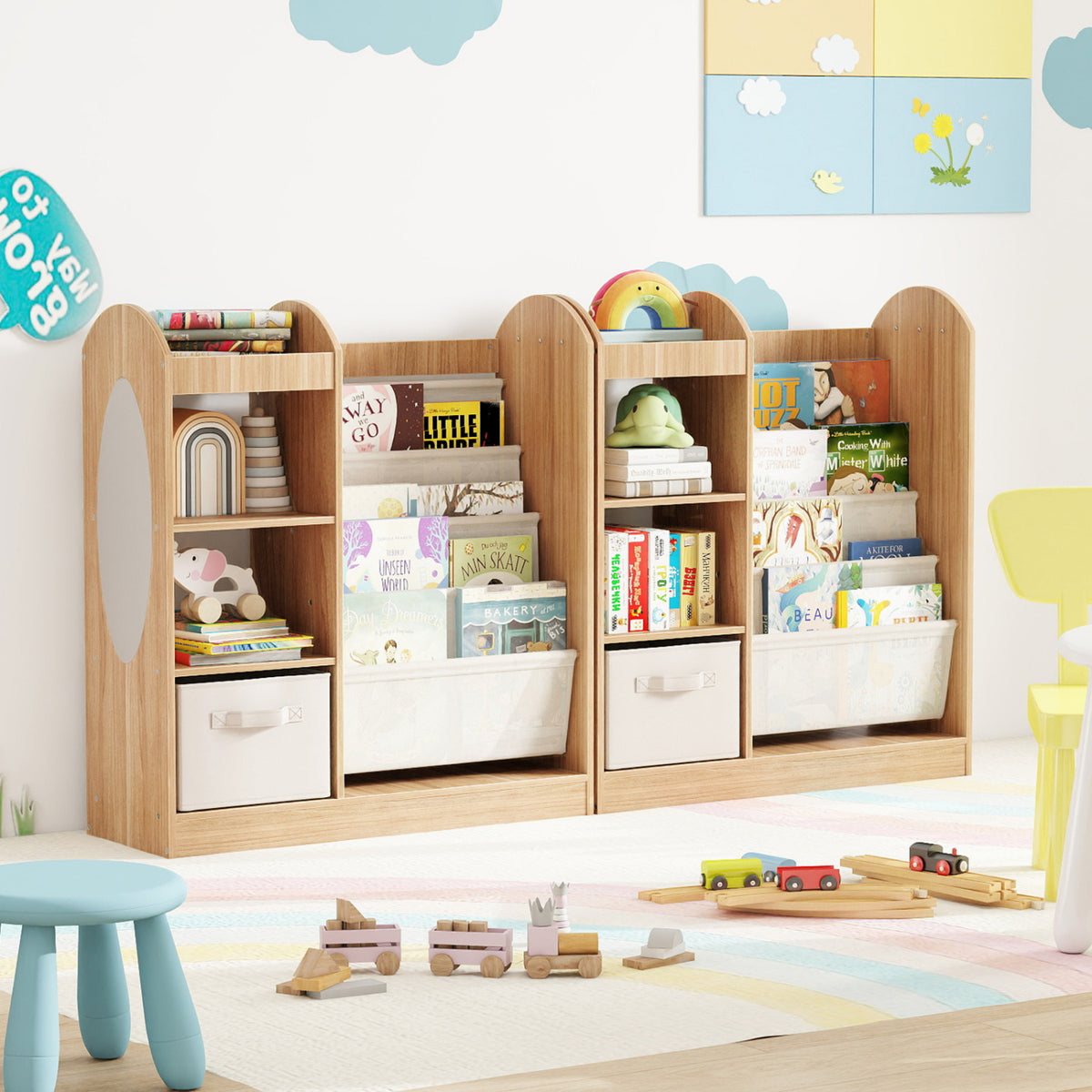 Toy Storage Organizer with 4-Tier Sling Shelves