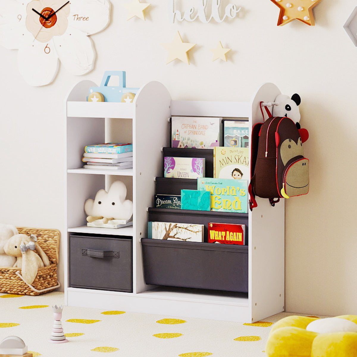 Toy Storage Organizer with 4-Tier Sling Shelves