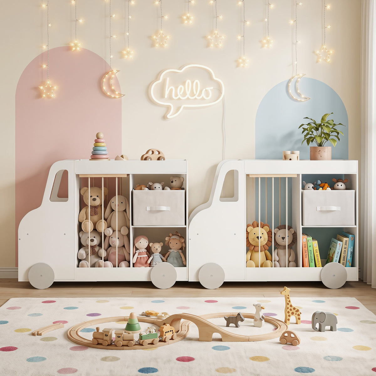 Toy Storage Organizer with Stuffed Animal Storage Fabric Drawer and Universal Wheels