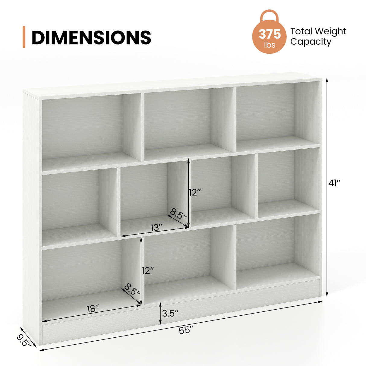 41 inches Wooden Toy Storage Organizer with 10 Cubes for Classroom Daycare Nursery Kindergarten