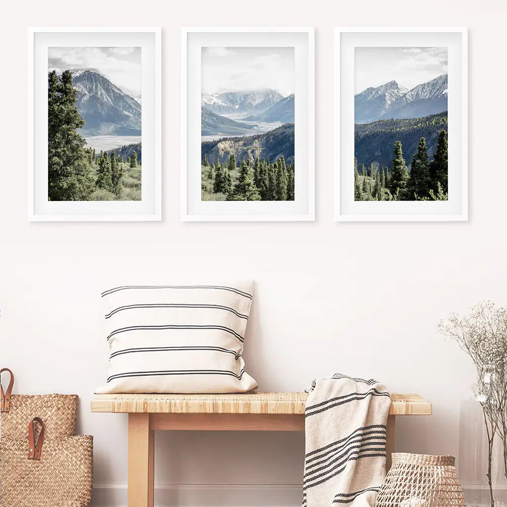 Kluane National Park Wilderness Nature Triptych. Mountains Prints