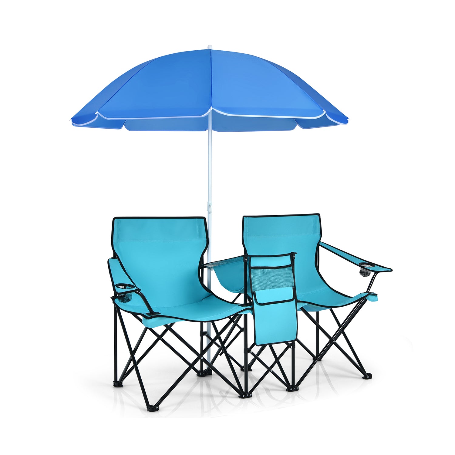 Portable Folding Picnic Double Chair with Umbrella