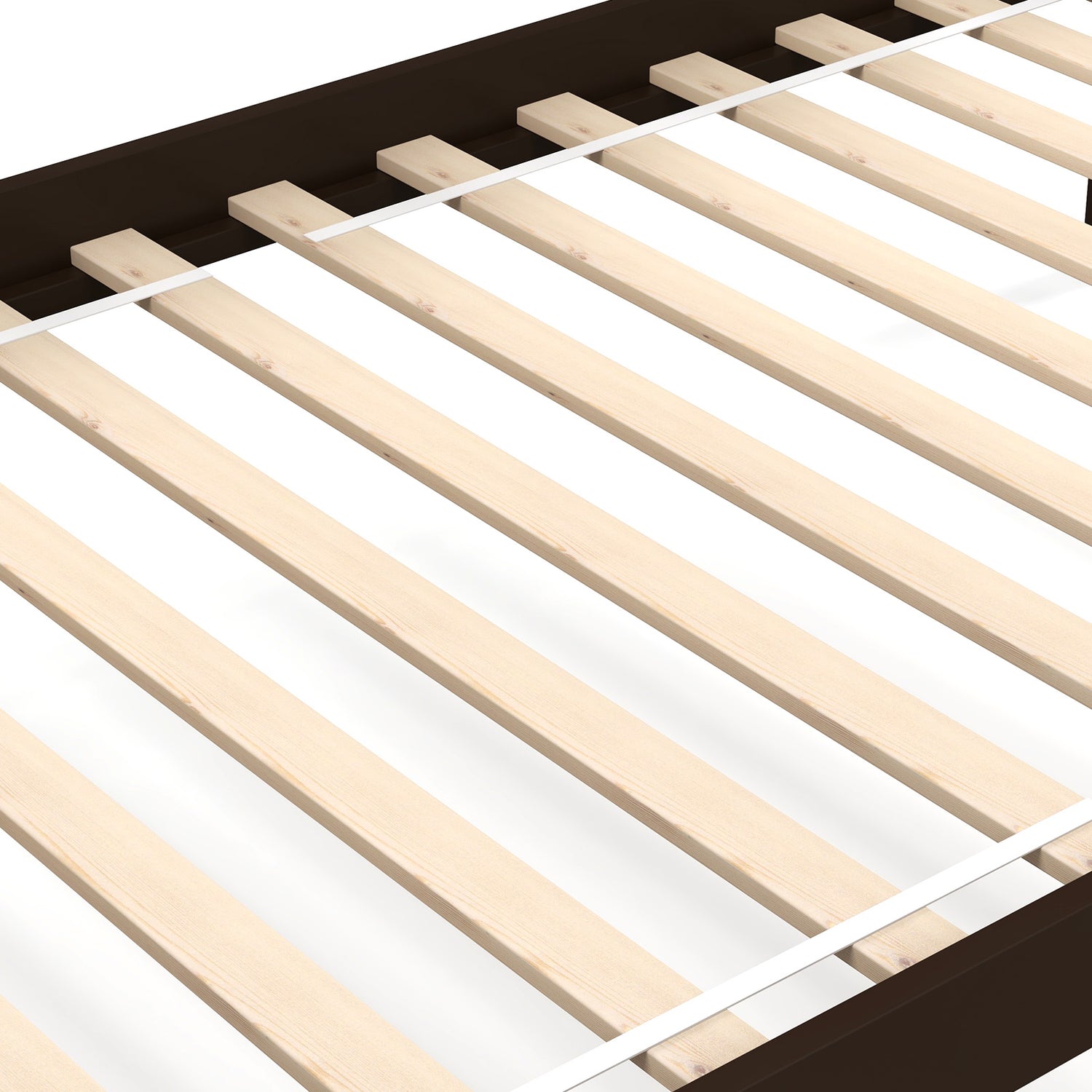 Solid Wood Twin Over Twin Bunk Bed Frame with High Guardrails and Integrated Ladder