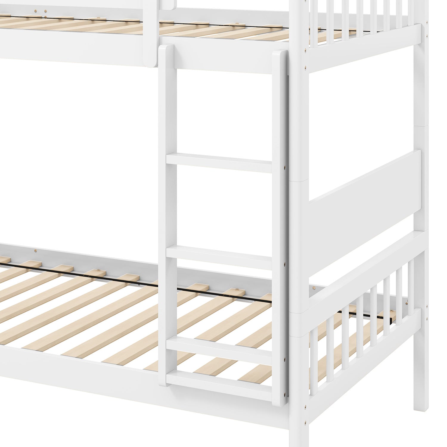 Twin Over Twin Bunk Bed with Ladder and Full-length Guardrails
