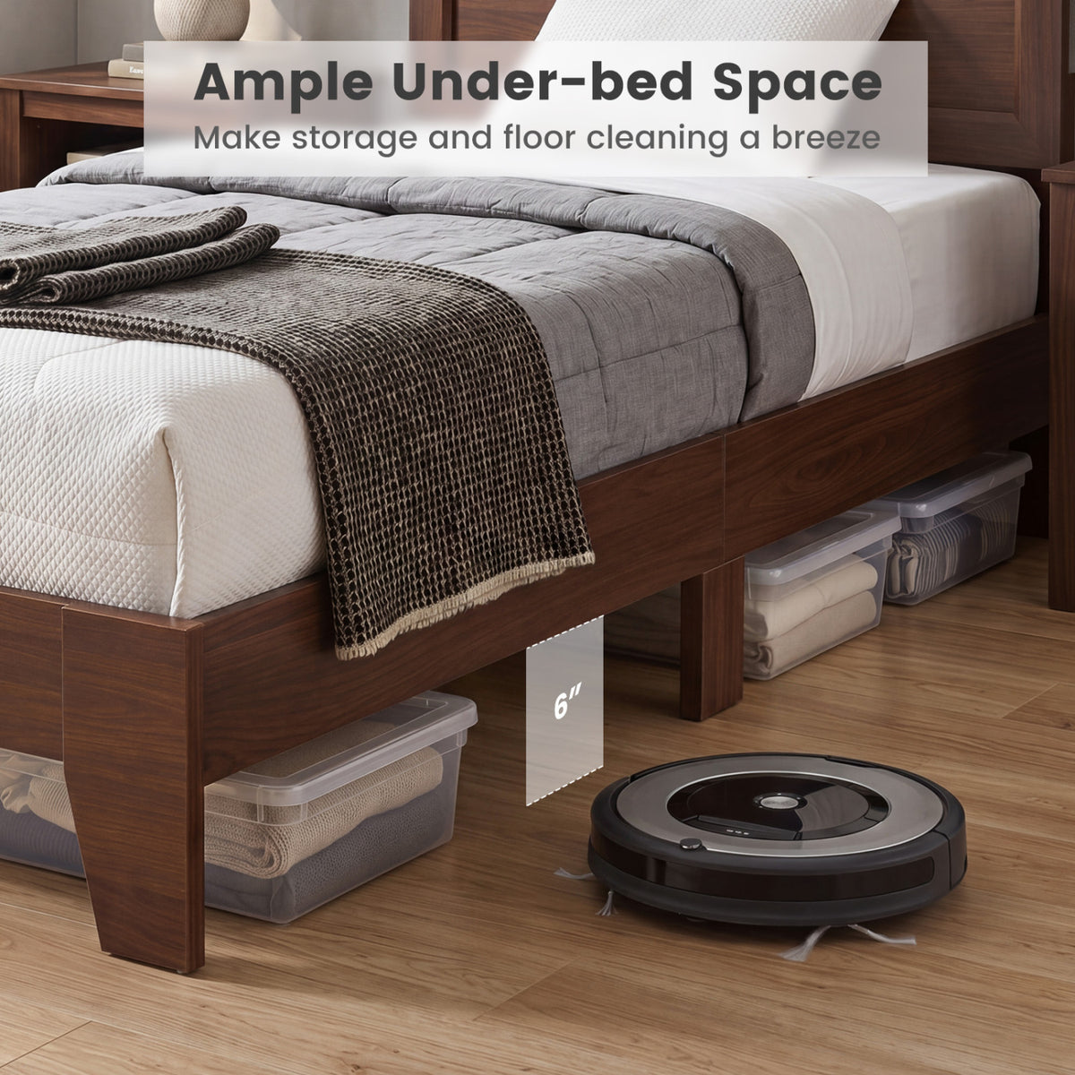 Twin Size Bed Frame with Headboard for Small Room No Box Spring Needed