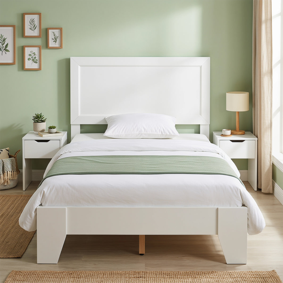 Twin Size Bed Frame with Headboard for Small Room No Box Spring Needed