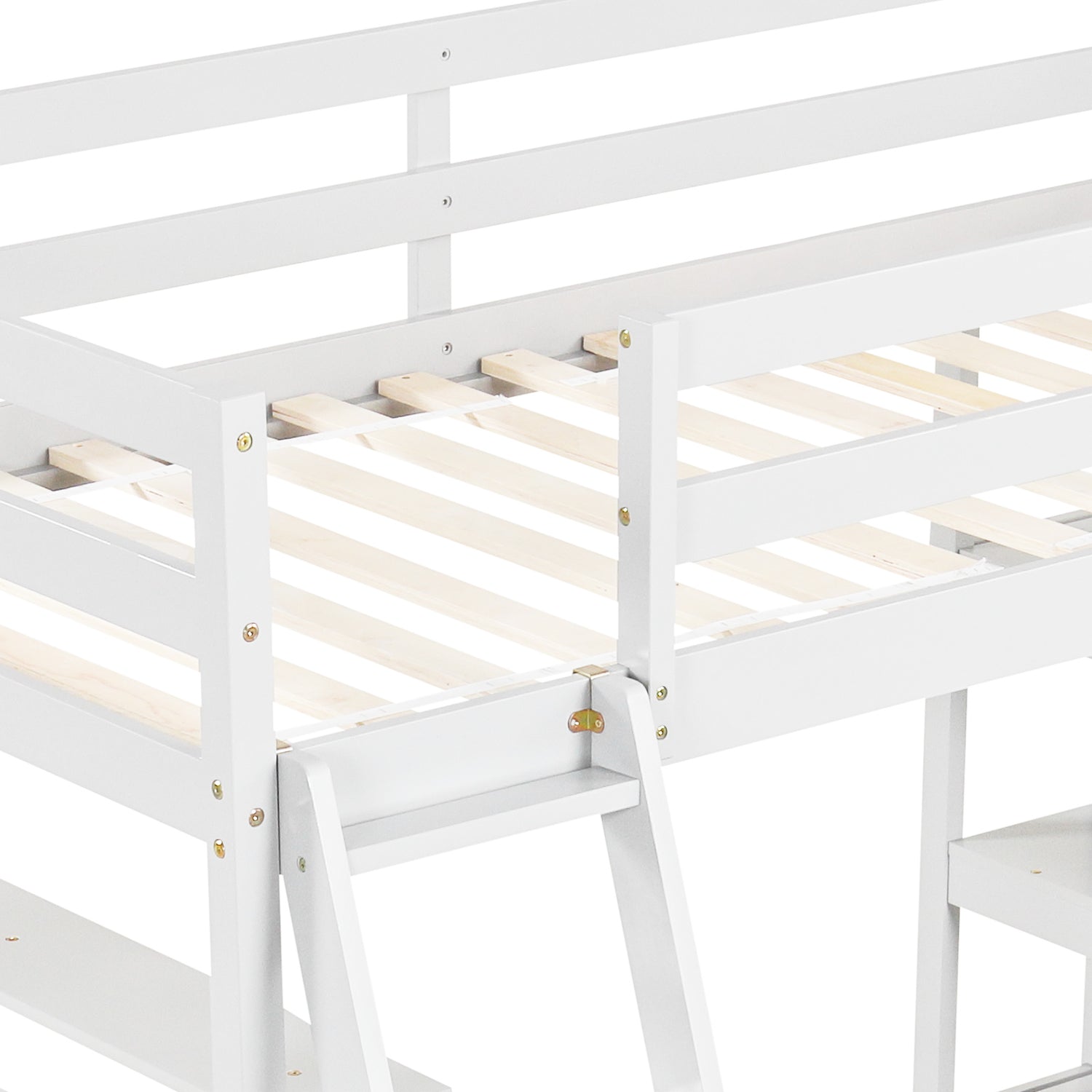 Twin Size Loft Bed with Desk and Bookshelves for Kids and Teens