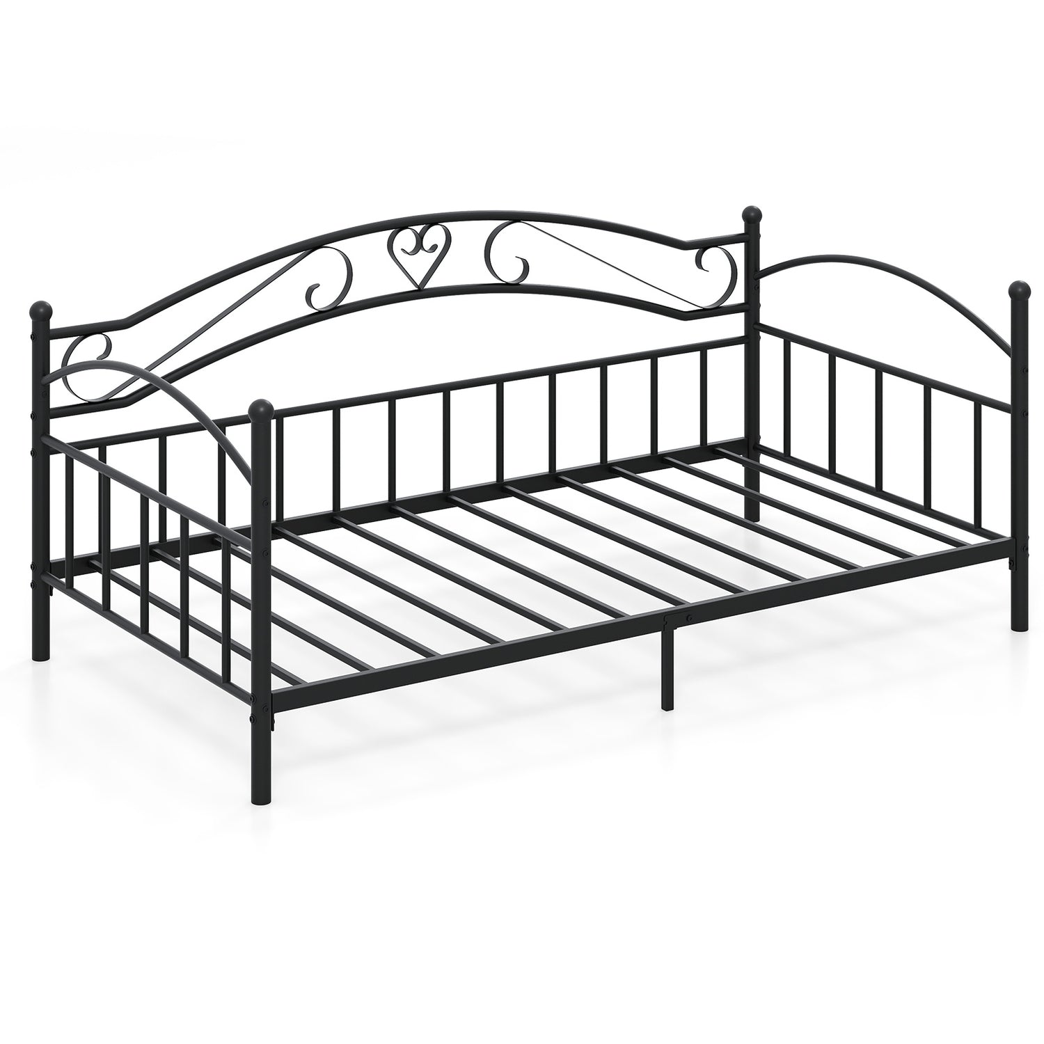 Twin Size Metal Daybed Frame with Headboard for Bedroom